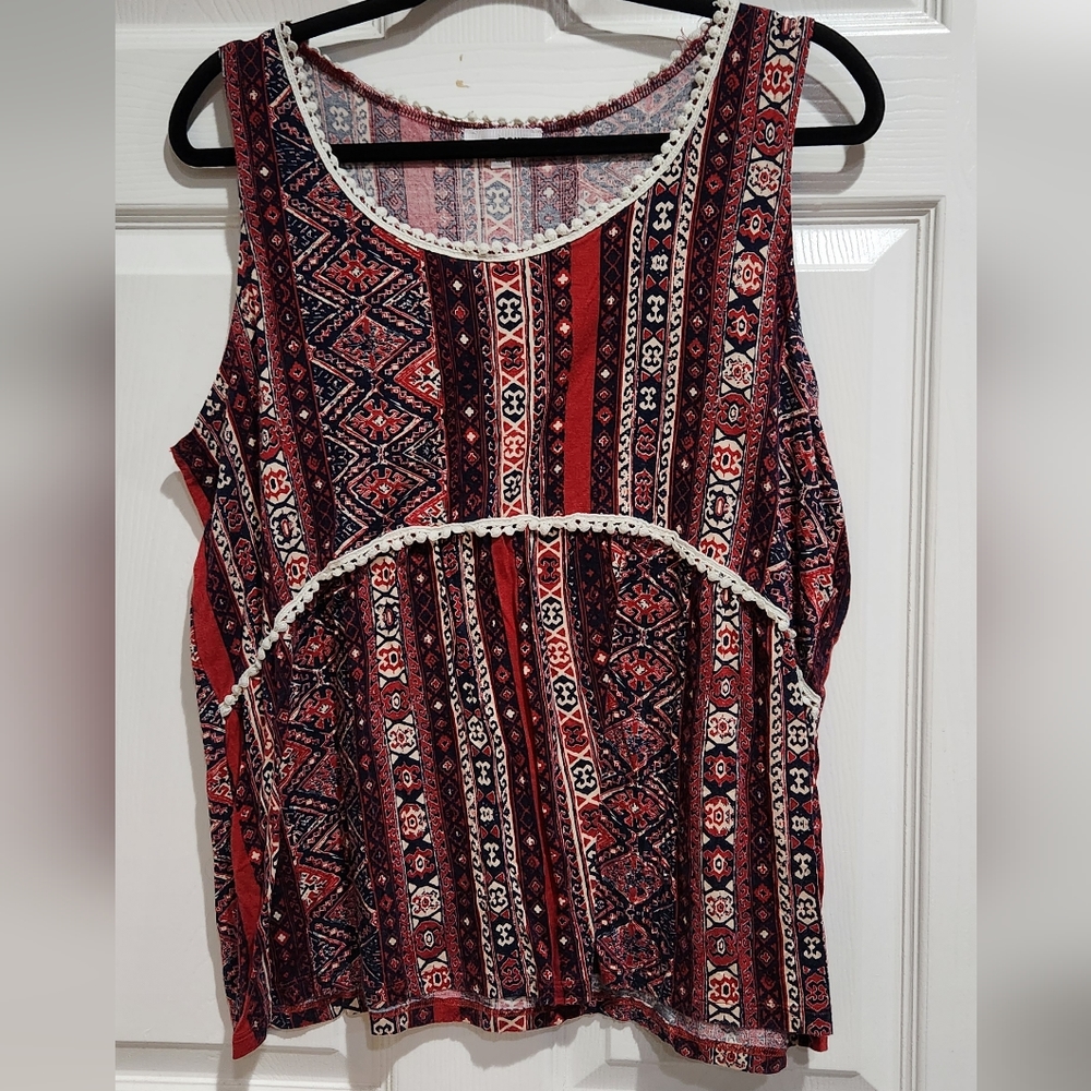 Mauve boho print women's tank size 2X
